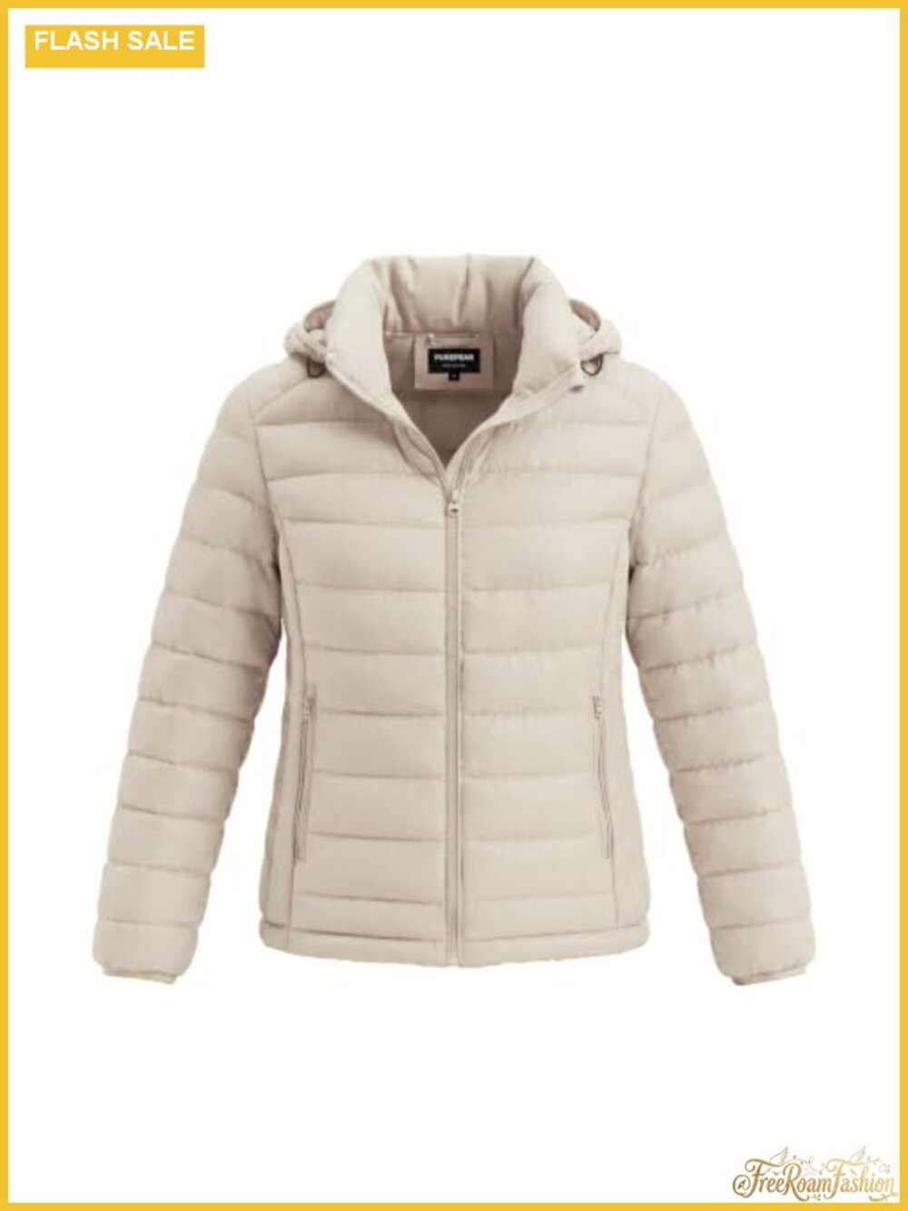 Lightweight Packable Puffer Jacket Detachable Hood Quilted Coat Women's Hiking